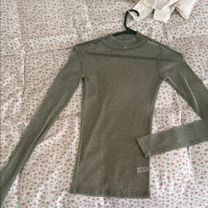 Shimmering Silver Long Sleeve Top